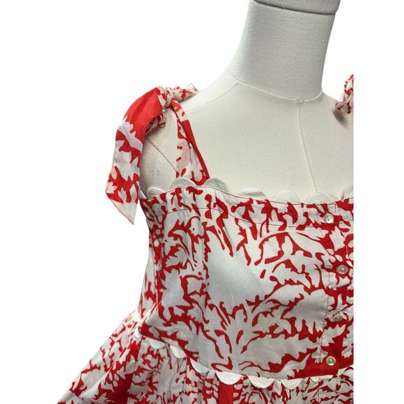 Tuckernuck Juliet Dunn Tie Shoulder Palladio Print Midi Dress - Picture 9 of 11
